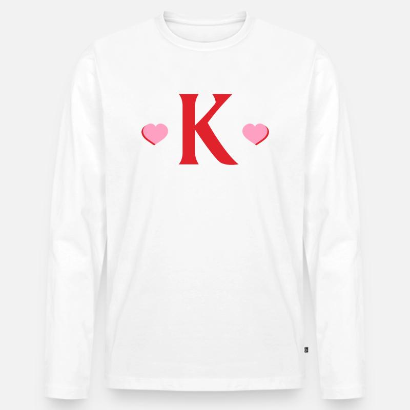 Buchstabe k rote Herzen - Männer Premium Bio Langarmshirt - Weiß