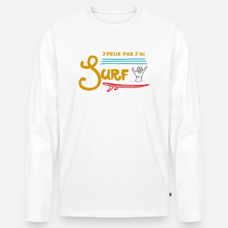 Ich kann nicht surfen - Männer Premium Bio Langarmshirt - Weiß