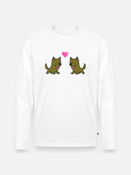 hund comic liebe - Männer Premium Bio Langarmshirt - Weiß