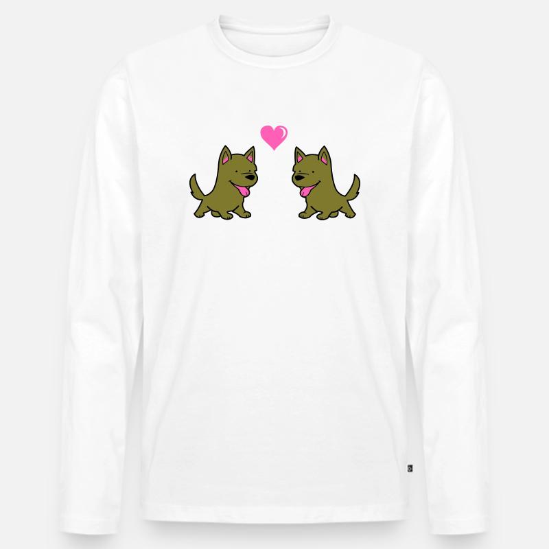 hund comic liebe - Männer Premium Bio Langarmshirt - Weiß