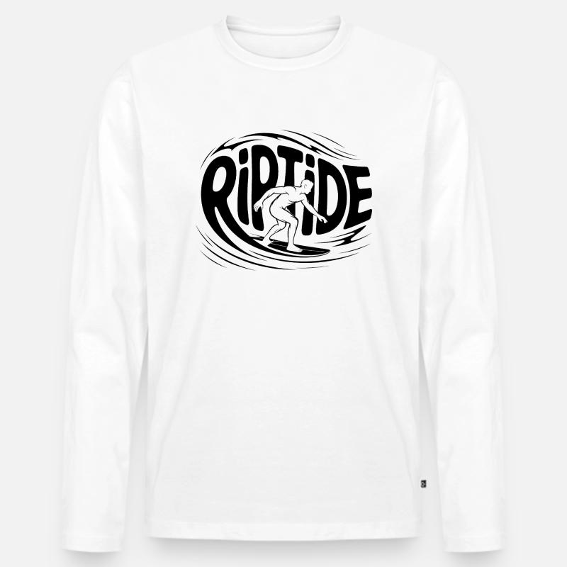 Riptide - Cooles Surfer-Logo - Männer Premium Bio Langarmshirt - Weiß