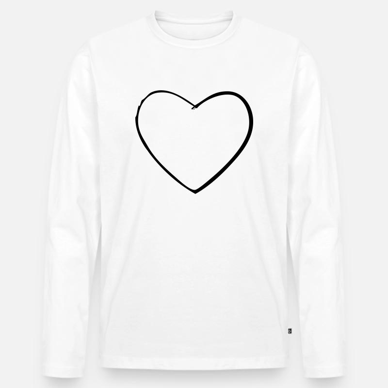 Herz - Männer Premium Bio Langarmshirt - Weiß
