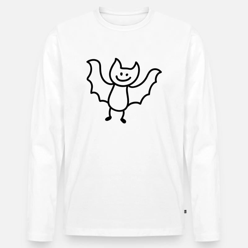 Fledermaus - Line - Männer Premium Bio Langarmshirt - Weiß