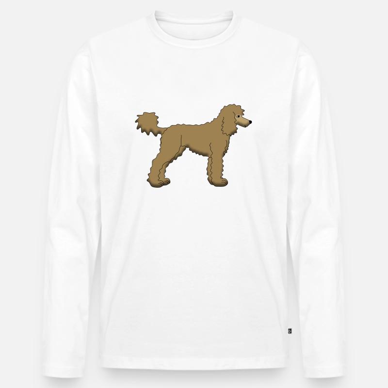 Pudel braun - Männer Premium Bio Langarmshirt - Weiß