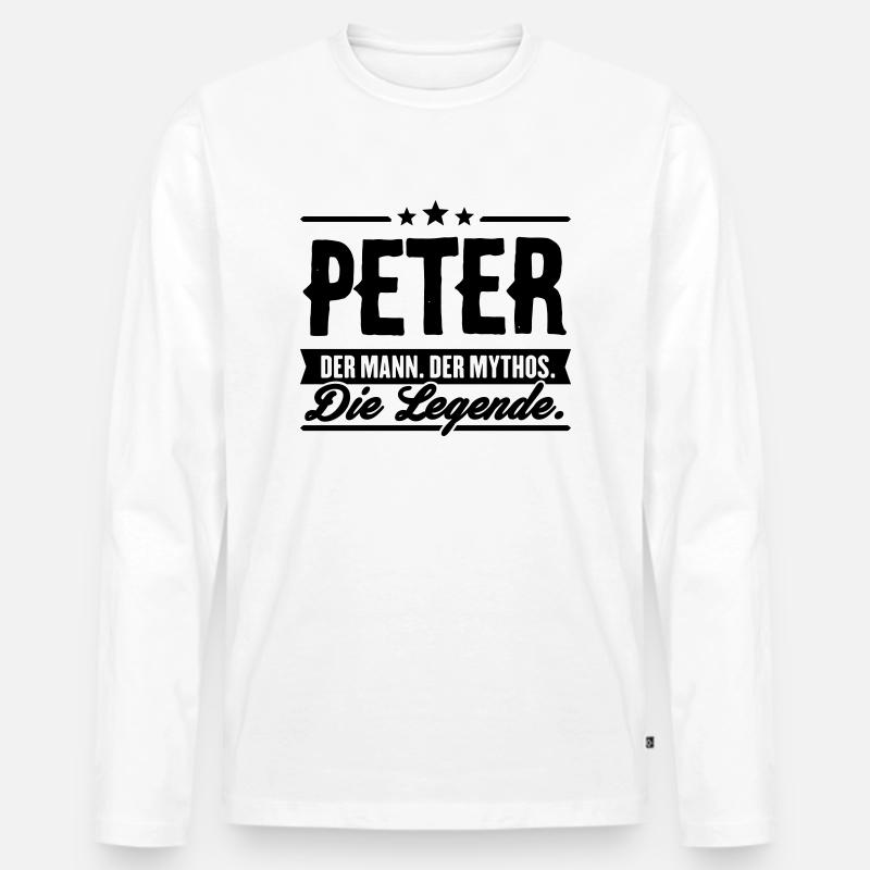 Mann Mythos Legende Peter - Männer Premium Bio Langarmshirt - Weiß