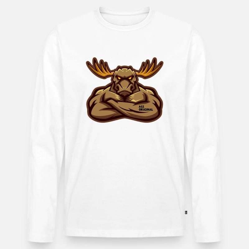 Ace Original-Elch-Maskottchen - Männer Premium Bio Langarmshirt - Weiß