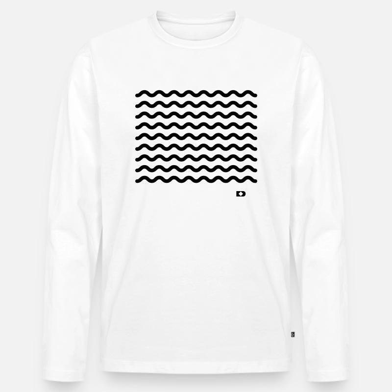 A-090 Waves - Männer Premium Bio Langarmshirt - Weiß