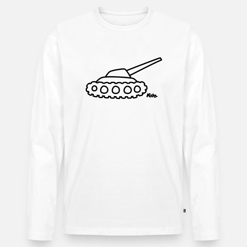 Panzer - Männer Premium Bio Langarmshirt - Weiß