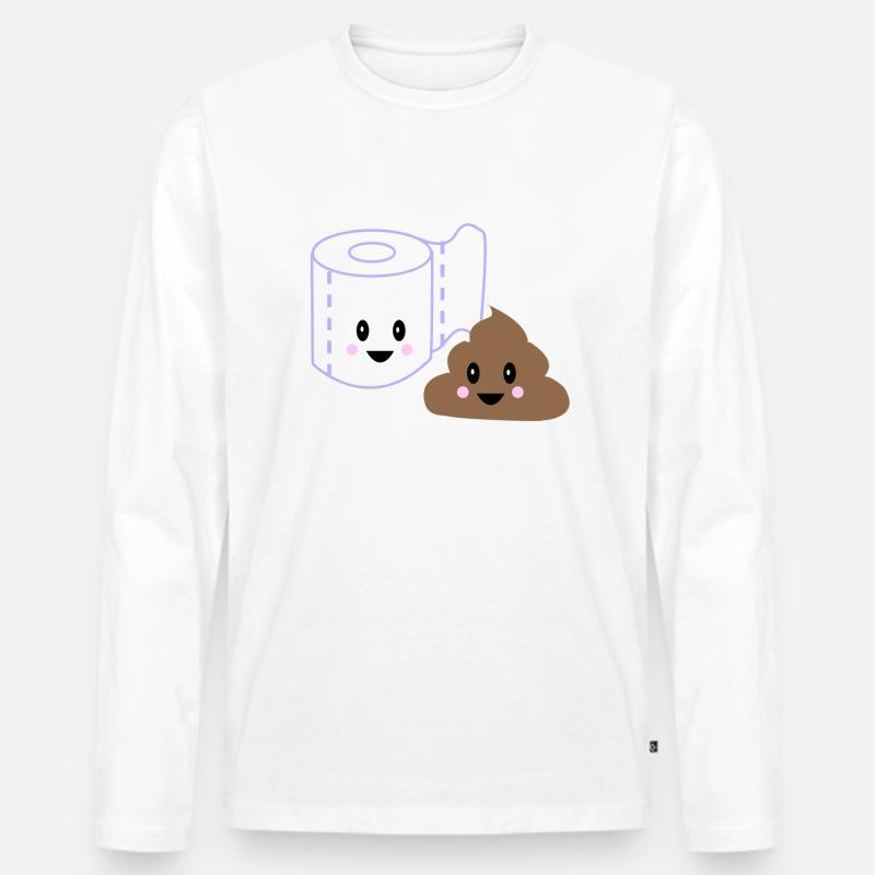 WC kawaii poo - Männer Premium Bio Langarmshirt - Weiß