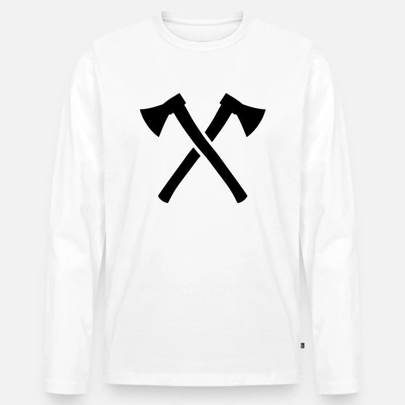 Gekreuzte Äxte - Männer Premium Bio Langarmshirt - Weiß