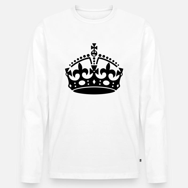 Bleib 'ruhig Crown - Männer Premium Bio Langarmshirt - Weiß