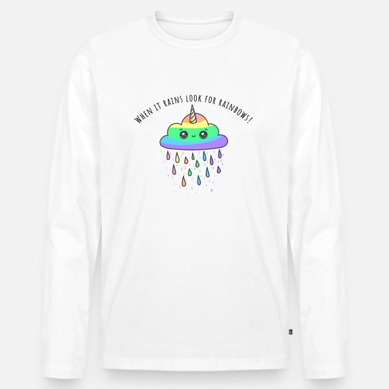 wolke regenbogen rainbow - Männer Premium Bio Langarmshirt - Weiß