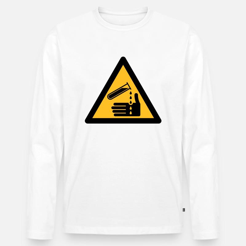 Gefahrensymbol - Ätzend (2-farbig) - Männer Premium Bio Langarmshirt - Weiß