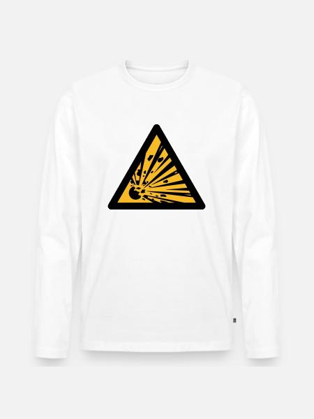 Hazard Symbol - Sprengstoff (2-farge) - Premium økologisk langermet T-skjorte for menn - hvit