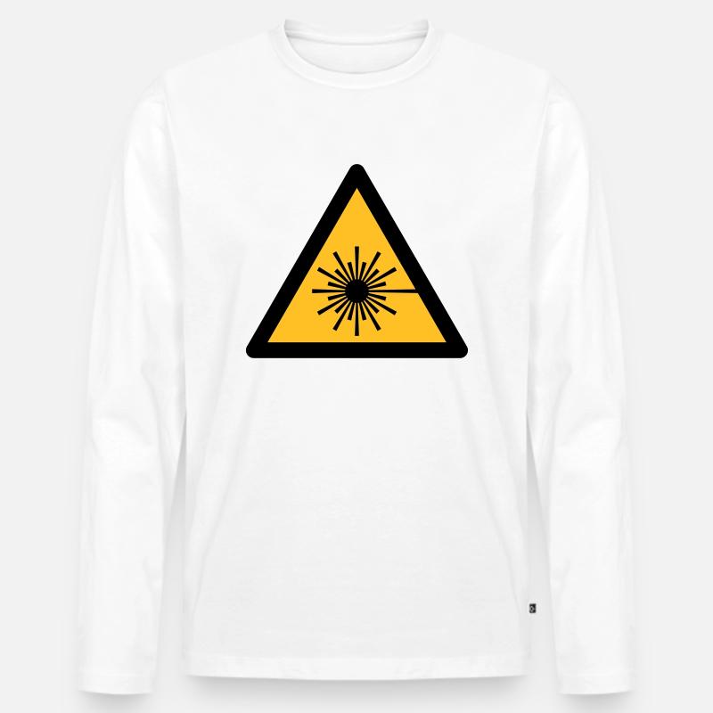Gefahrensymbol - Laser-Licht (2-farbig) - Männer Premium Bio Langarmshirt - Weiß