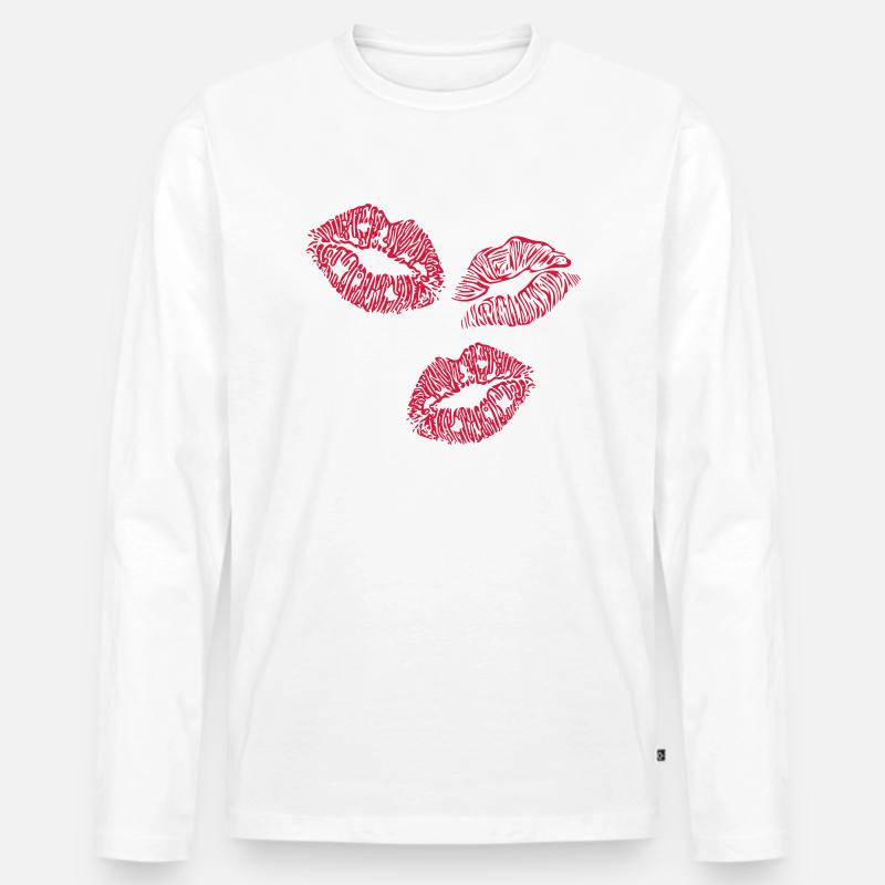 lips - Men's Premium Organic Long Sleeve Shirt - white