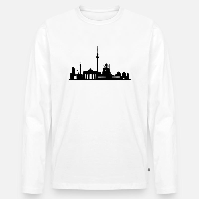 Berlin Skyline - Männer Premium Bio Langarmshirt - Weiß