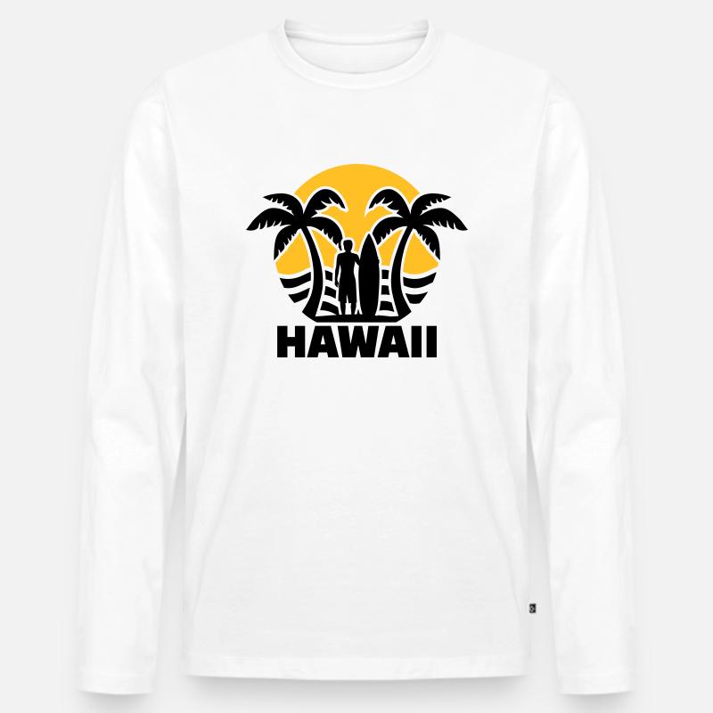 Hawaii - Männer Premium Bio Langarmshirt - Weiß