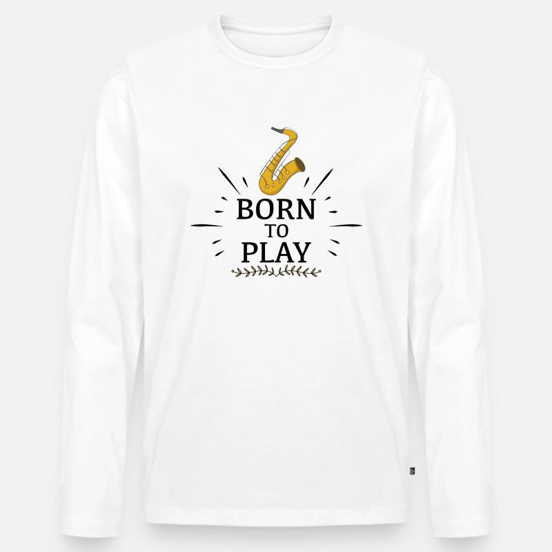 Saxophon - Männer Premium Bio Langarmshirt - Weiß