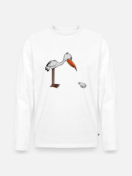 storch frosch witzig - Männer Premium Bio Langarmshirt - Weiß