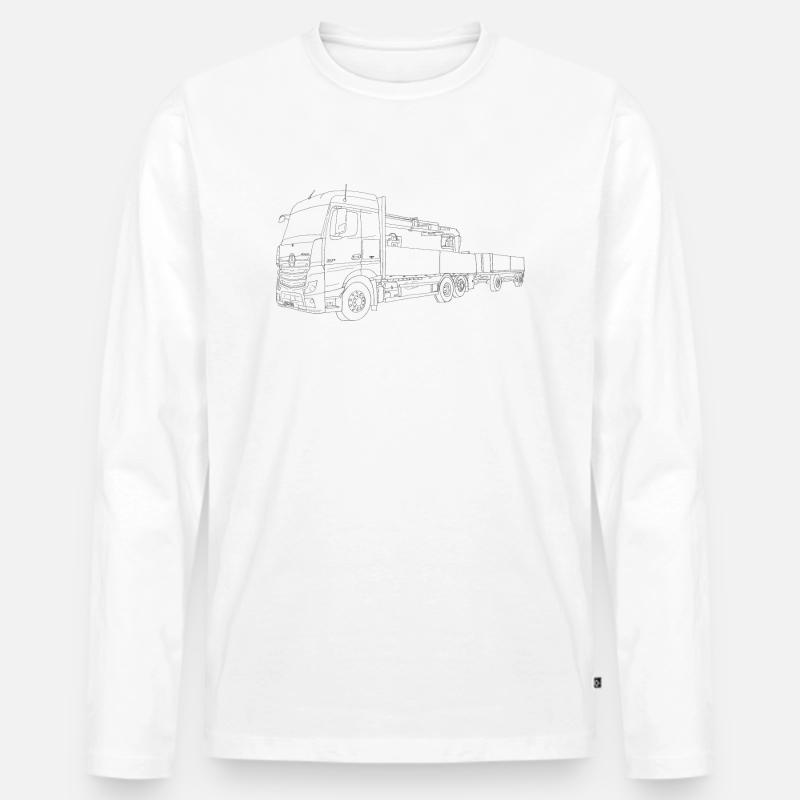 LKW mit Ladekran - Männer Premium Bio Langarmshirt - Weiß