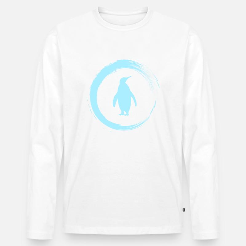 Pinguin - Männer Premium Bio Langarmshirt - Weiß