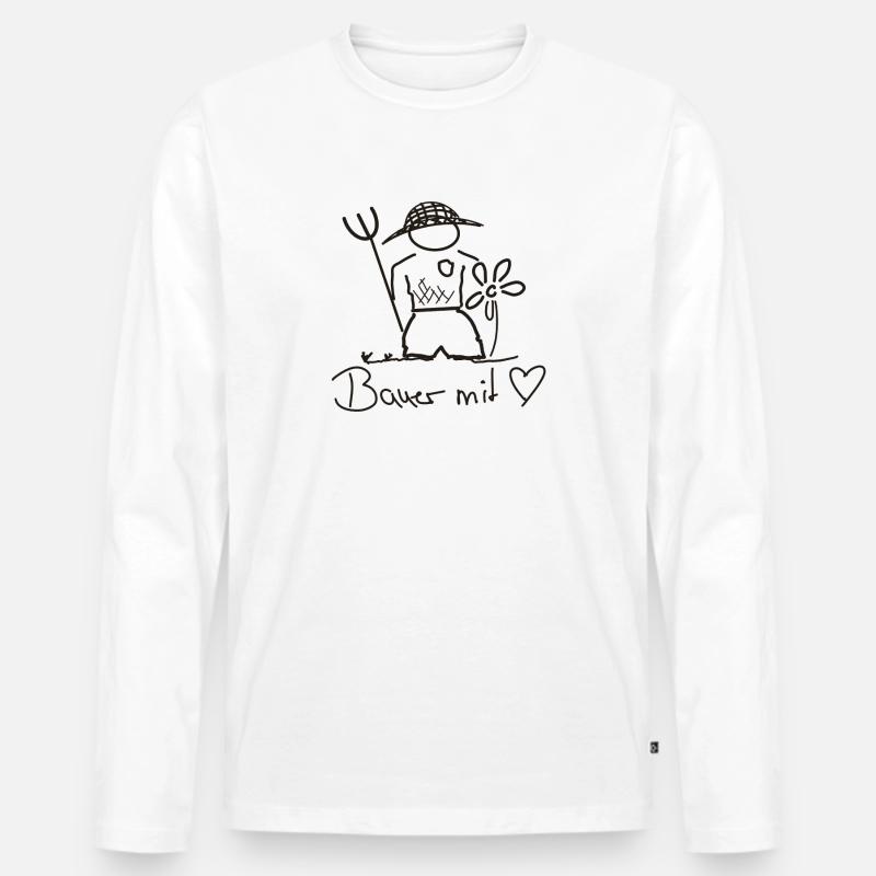 Stolzer Bauer - Männer Premium Bio Langarmshirt - Weiß