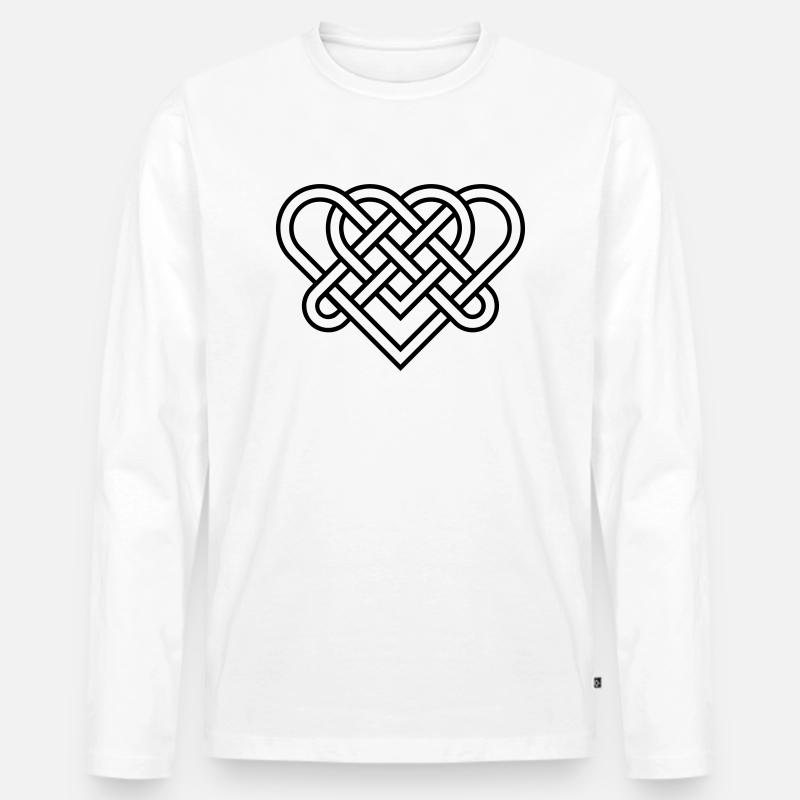 Keltisches Herz - Männer Premium Bio Langarmshirt - Weiß
