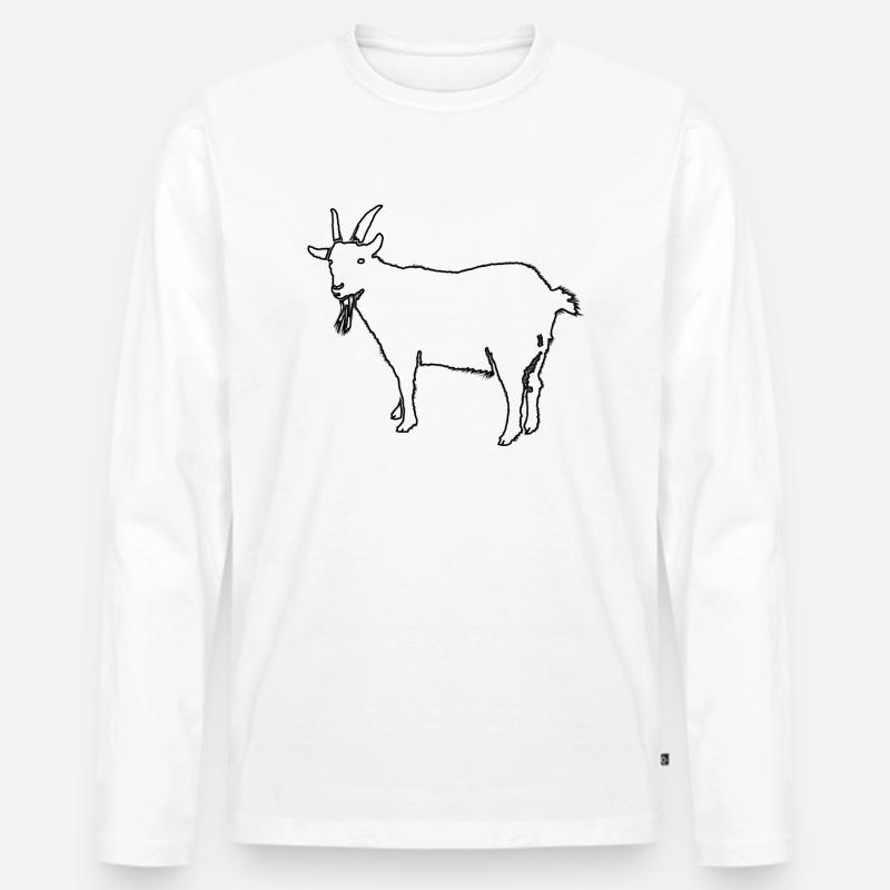 Ziege Umriss - Männer Premium Bio Langarmshirt - Weiß