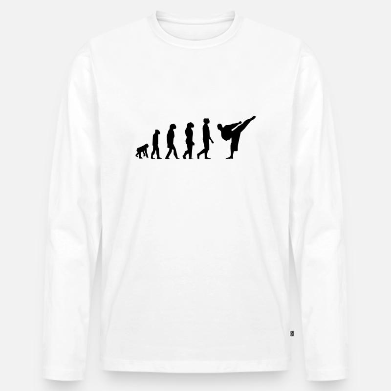 Karate-Evolution - Männer Premium Bio Langarmshirt - Weiß