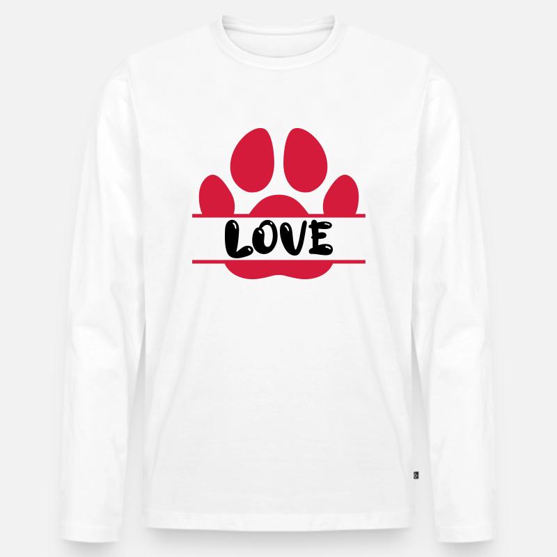 Hunde Pfoten Abdruck Liebe Vector Design - Männer Premium Bio Langarmshirt - Weiß