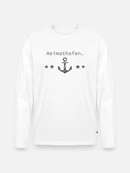 Heimathafen - Männer Premium Bio Langarmshirt - Weiß