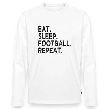 Eat Sleep Football Repeat - Sport - Quarterback - T-shirt manches longues Premium bio Homme - blanc - Devant - Nico (187cm)