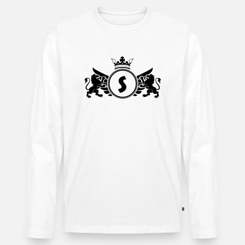 Buchstabe S Wappen - Männer Premium Bio Langarmshirt - Weiß