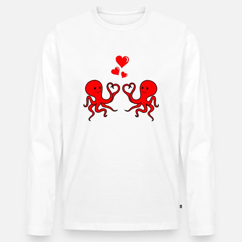 Octopus Love - Männer Premium Bio Langarmshirt - Weiß