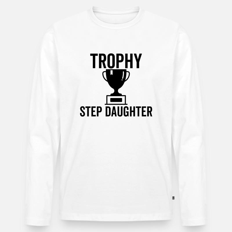 Trophäe Stieftochter - Männer Premium Bio Langarmshirt - Weiß