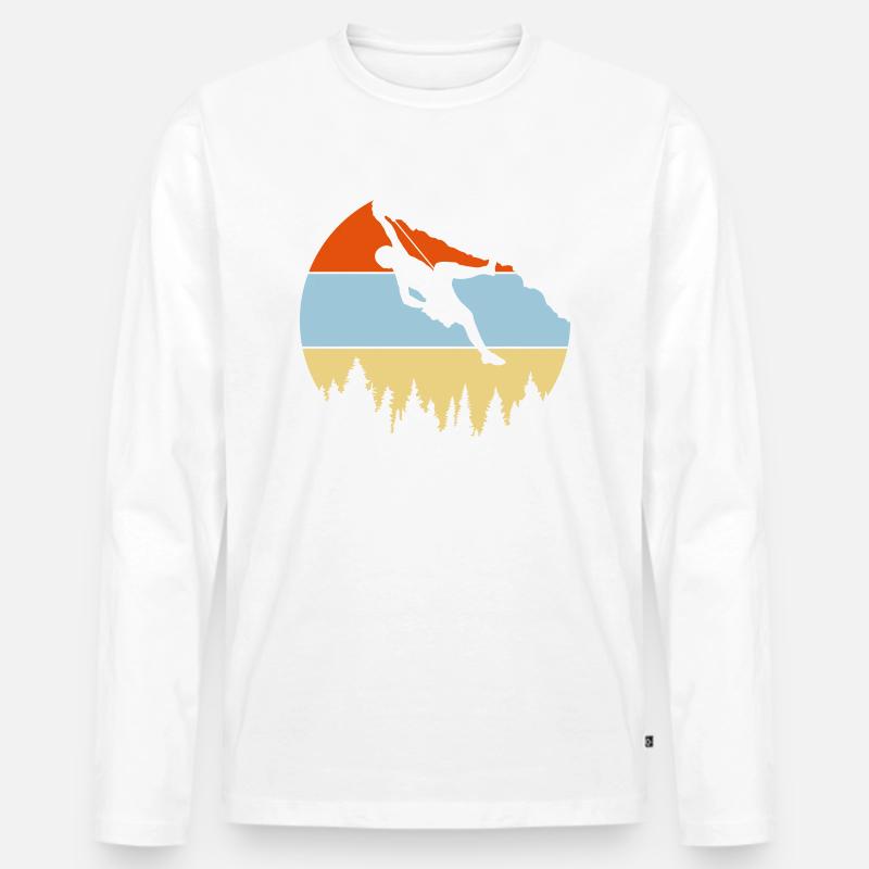 Wald Bäume Felsen Klettern - Männer Premium Bio Langarmshirt - Weiß
