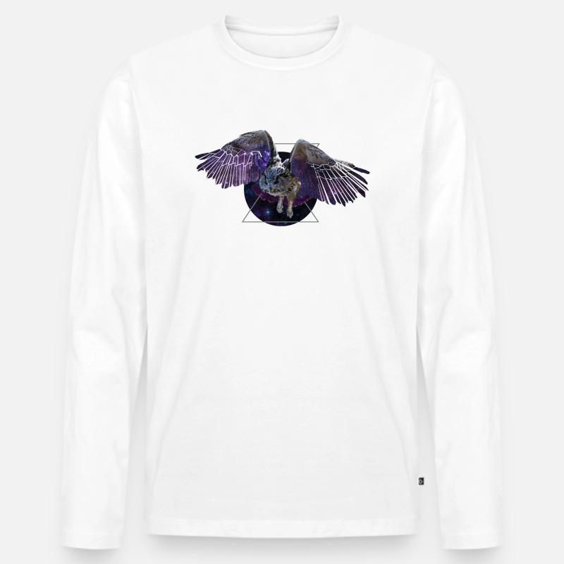 Weltraumeule - Männer Premium Bio Langarmshirt - Weiß