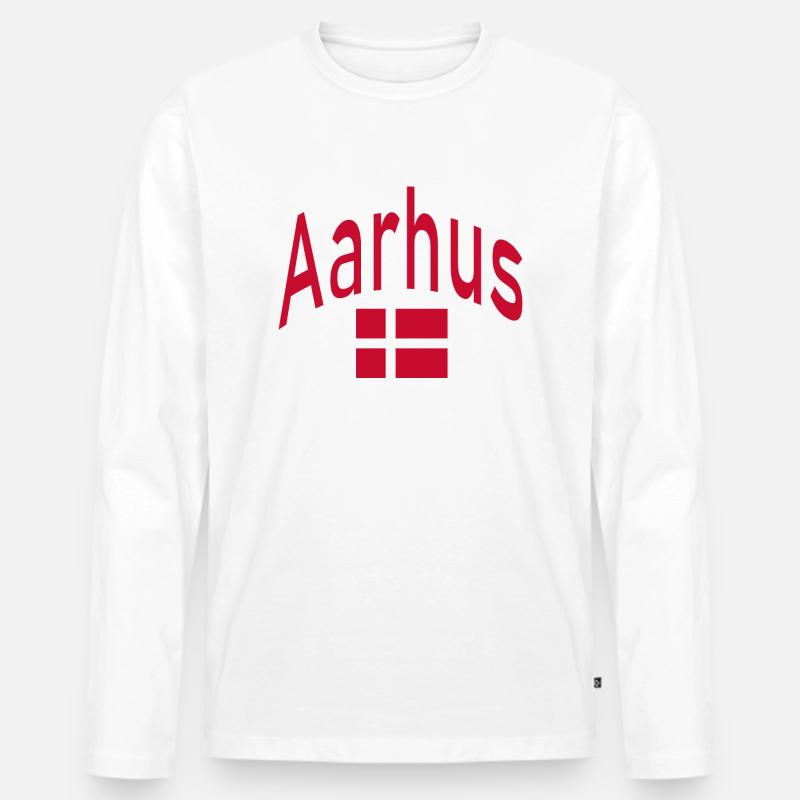 Aarhus dänemark flagge - Männer Premium Bio Langarmshirt - Weiß