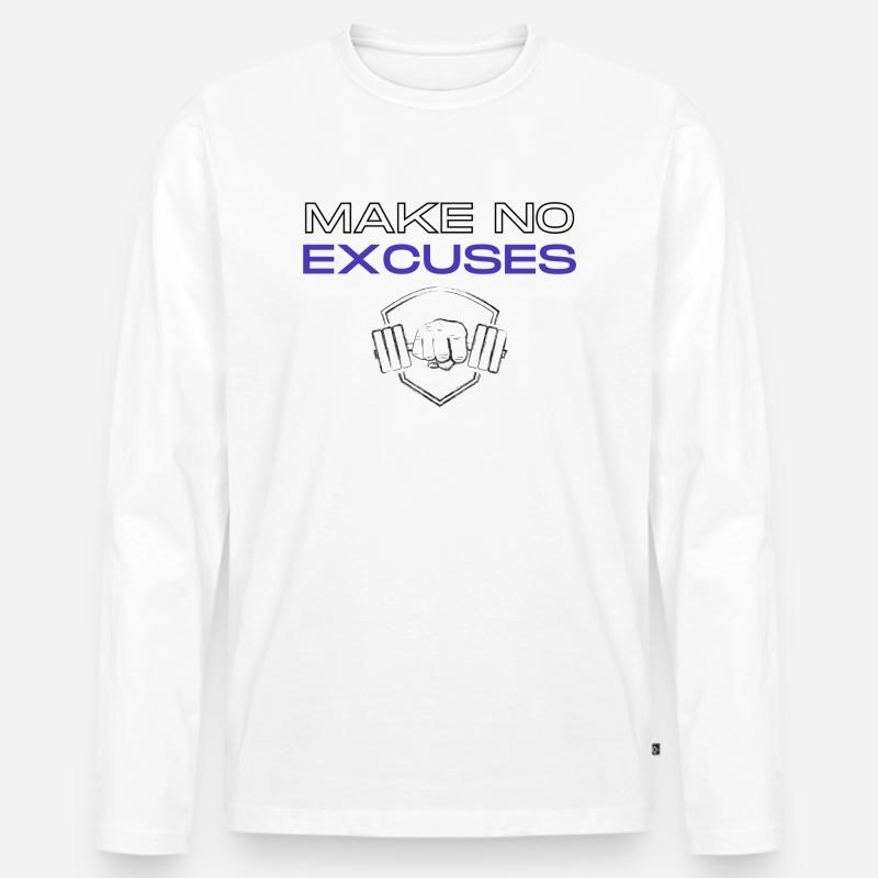 No Excuses 2 - Männer Premium Bio Langarmshirt - Weiß