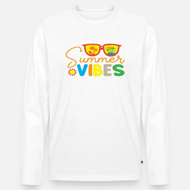 Summer Vibes - Männer Premium Bio Langarmshirt - Weiß