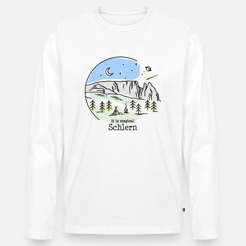 Schlern Sciliar Rosengarten Dolomiten Wanderung - Männer Premium Bio Langarmshirt - Weiß