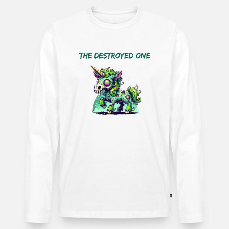 Zombie Einhorn - Männer Premium Bio Langarmshirt - Weiß