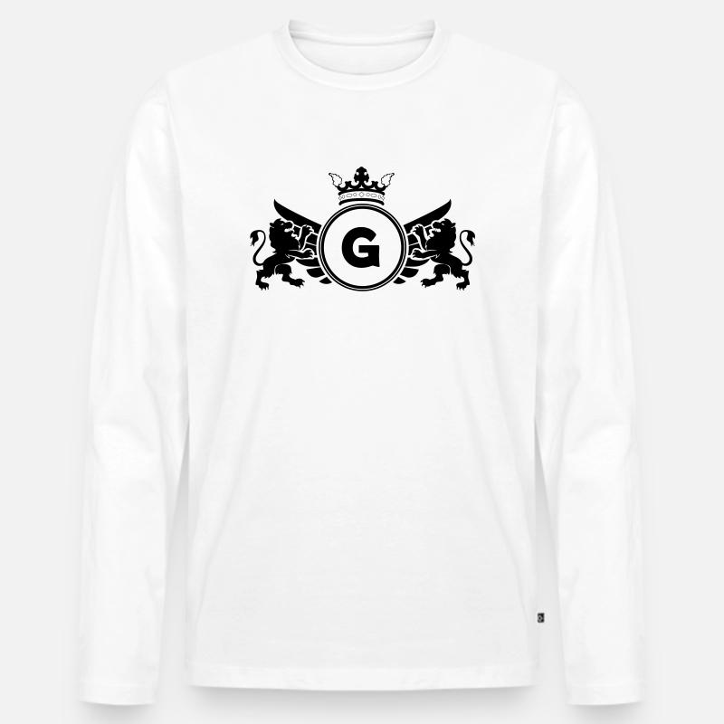 buchstabe G Wappen - Männer Premium Bio Langarmshirt - Weiß