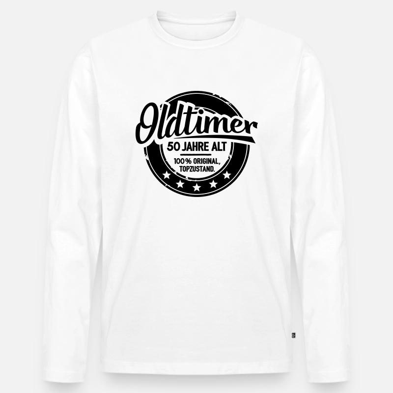 Oldtimer 50 Jahre alt - Männer Premium Bio Langarmshirt - Weiß