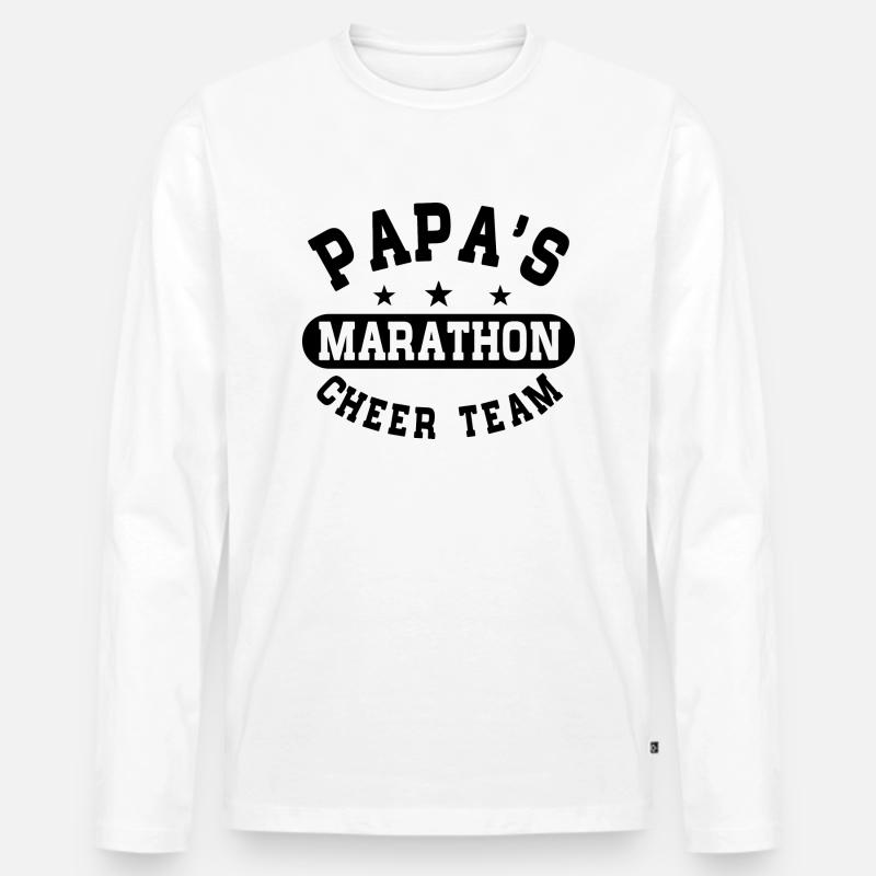Papas Marathon Cheer Team - Männer Premium Bio Langarmshirt - Weiß