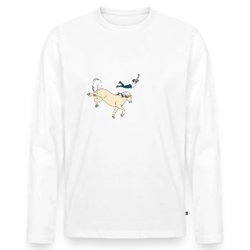 Hafling Air Haflinger Pferd Pferdeliebhaber - Männer Premium Bio Langarmshirt - Weiß - Vorne - Nico (187cm)