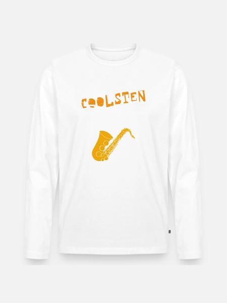 Die coolsten Papas spielen Saxophon Musiker Musik - Männer Premium Bio Langarmshirt - Weiß