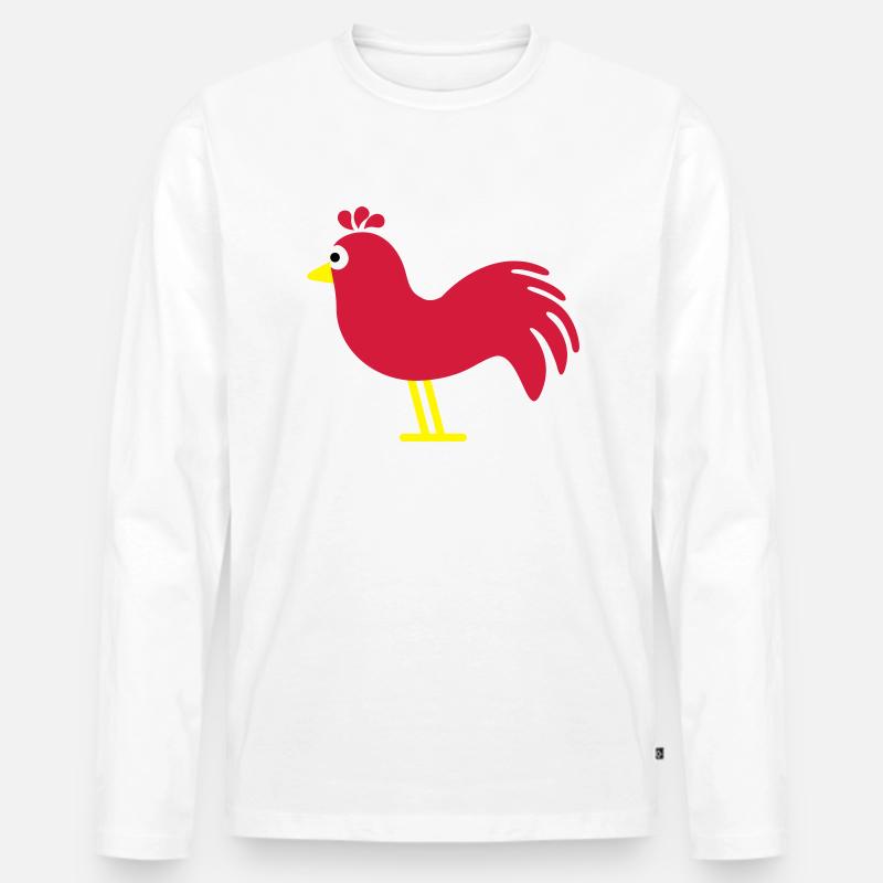hahn - Männer Premium Bio Langarmshirt - Weiß