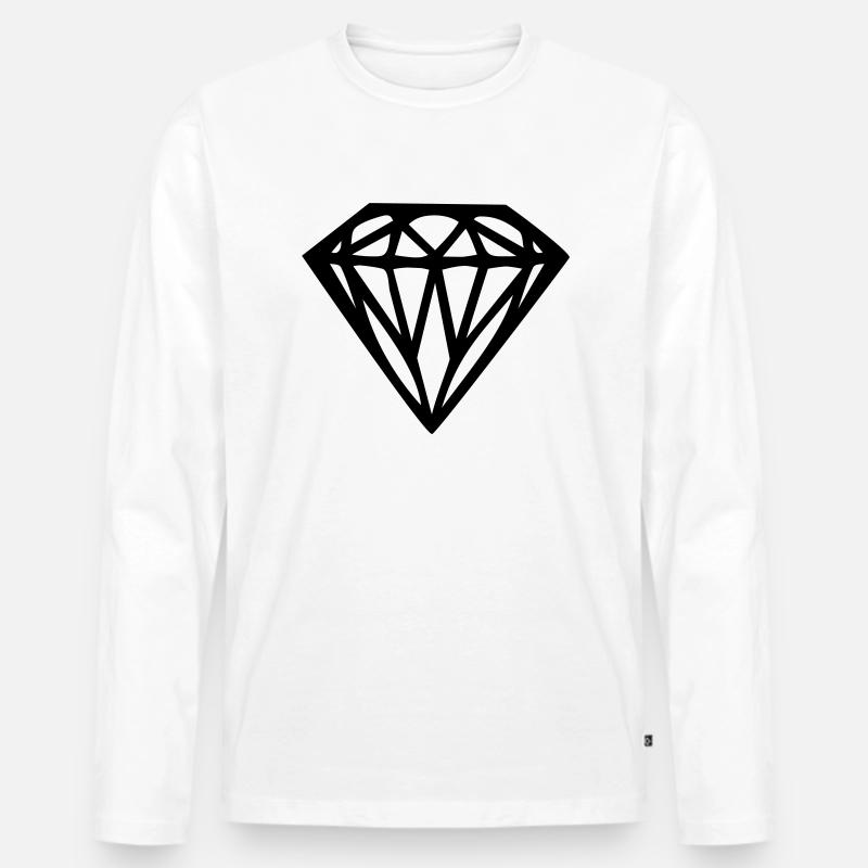 diamond - diamant - Männer Premium Bio Langarmshirt - Weiß